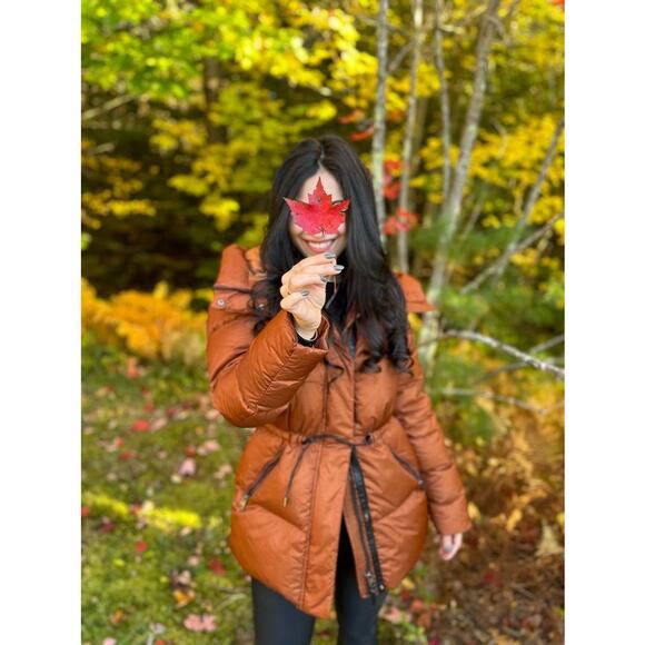 MACKAGE Brown Nylon Puffer Long Sleeve Freya Puffer Jacket Size Small REPAIRED - Picture 1 of 16